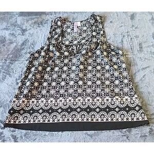 Alya Sleeveless Tank Top Size Large Black Gray Pink Floral Print